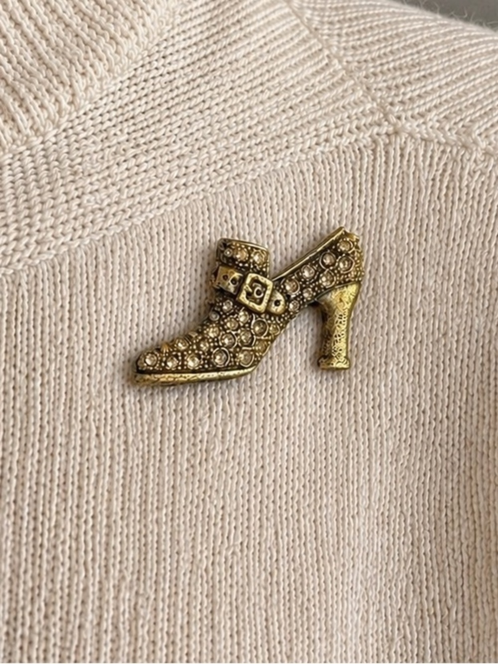 🇨🇦 Signed DANNY POLLACK Crystal High Heel Shoe Brooch